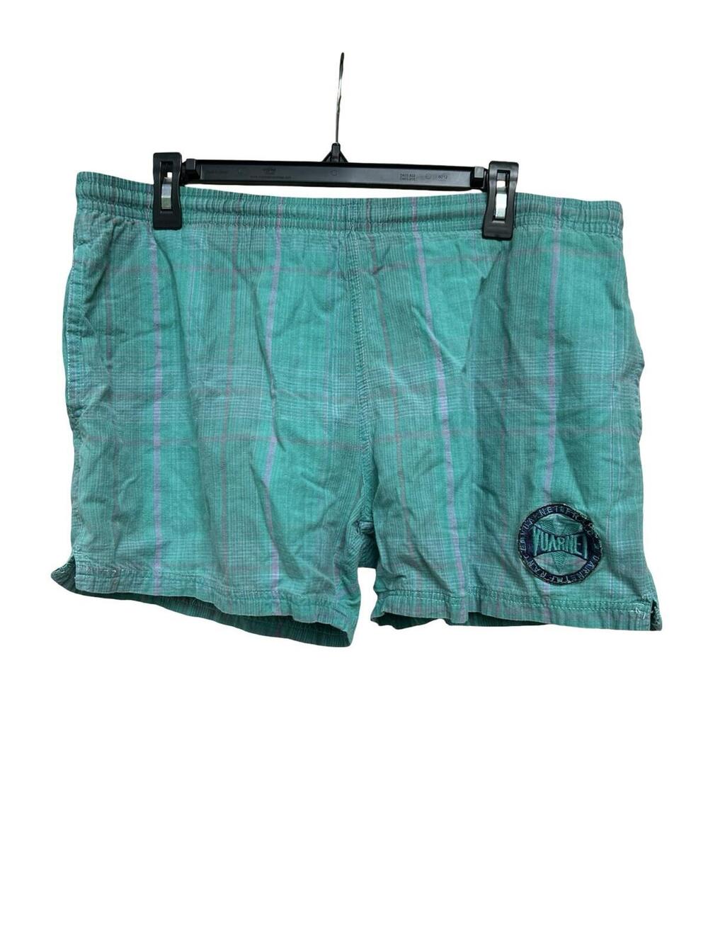 Vintage Vuarnet Plaid Swim Trunks Mens M Green Mesh Lined Shorts 90s
